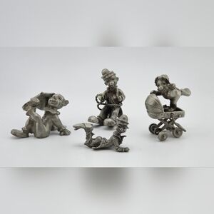 Pewter Circus Clowns 79' David Rawcliffe Rodeo Umbrella Spoontique Lot of Four 4